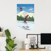 Big Sky Montana Snowboarden Reisposter Poster (Thuiskantoor)