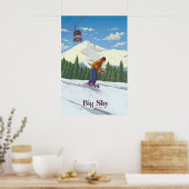 Big Sky Montana Snowboarden Reisposter Poster (Keuken)