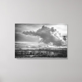 Big Sky Over Wiltshire, beeldende kunst zwart-wit Canvas Afdruk