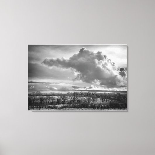 Big Sky Over Wiltshire, beeldende kunst zwart-wit Canvas Afdruk (Voorkant)
