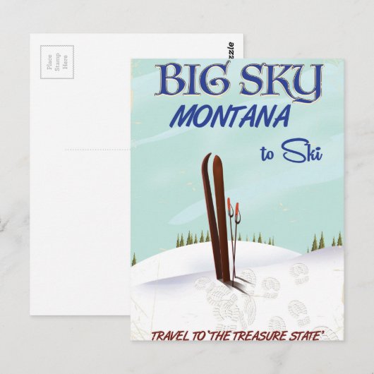 Big Sky, reisposter voor Montana skiing Briefkaart (Voorkant / Achterkant)