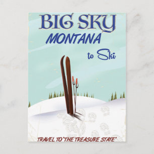 Big Sky, reisposter voor Montana skiing Briefkaart