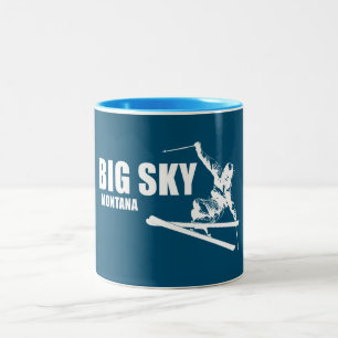 Big Sky Resort Montana Skier Tweekleurige Koffiemok