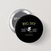Big Sky Skiing Montana Ski T-shirt Ronde Button 5,7 Cm (Voorkant /achterkant)