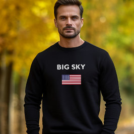 Big Sky Verenigde Staten Amerikaanse vlag Donkere  T-shirt