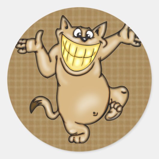 Big Smile Cartoon Cat Ronde Sticker (Voorkant)