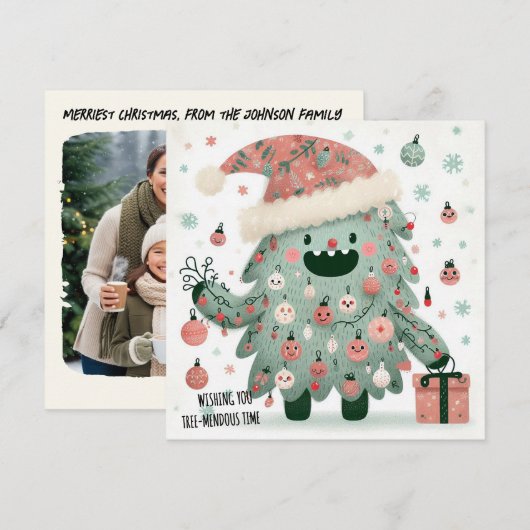 Big Smile OK Tree-Enorme Tijd Feestdagenkaart (Voorkant / Achterkant)