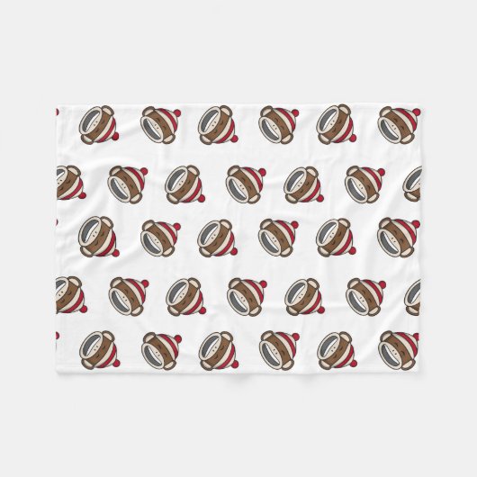 Big Smile Sock Monkey Emoji Fleece Deken (Voorkant (Horizontaal))