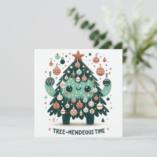 Big Smile Tree - geweldige tijd Feestdagenkaart (Staand voorkant)