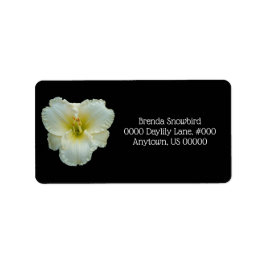 'Big Snowbird' Wit w / Geel Daglelie op Zwart Etiket