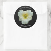 'Big Snowbird' Witte Daglelie op Zwarte Bookplaat Ronde Sticker (Tas)