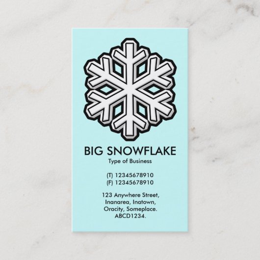 Big Snowflake - Bleek blauw (CCFFFF) Visitekaartje (Voorkant)
