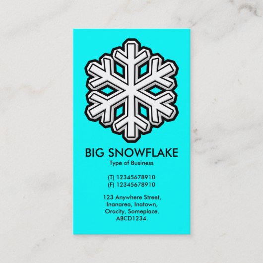 Big Snowflake - Cyaan (00 FFFF) Visitekaartje (Voorkant)