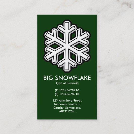 Big Snowflake - Donkergroen (003300) Visitekaartje (Voorkant)