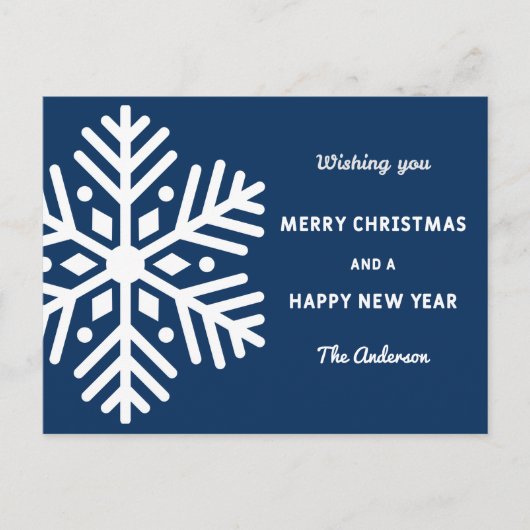 Big Snowflake Kerstmis en nieuwjaarsfeestdag Briefkaart (Voorkant)