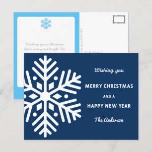 Big Snowflake Kerstmis en nieuwjaarsfeestdag Briefkaart