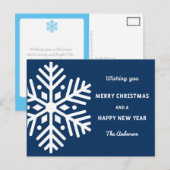 Big Snowflake Kerstmis en nieuwjaarsfeestdag Briefkaart (Voorkant / Achterkant)