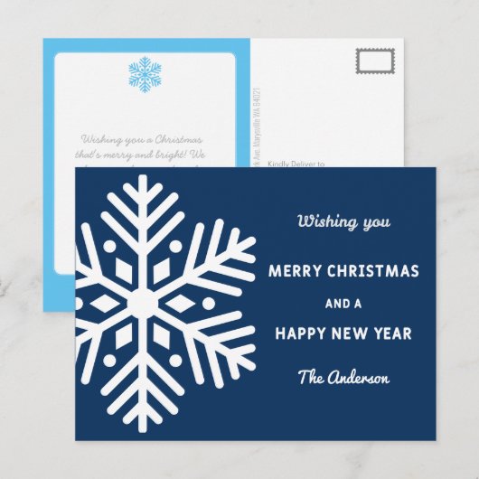 Big Snowflake Kerstmis en nieuwjaarsfeestdag Briefkaart (Voorkant / Achterkant)