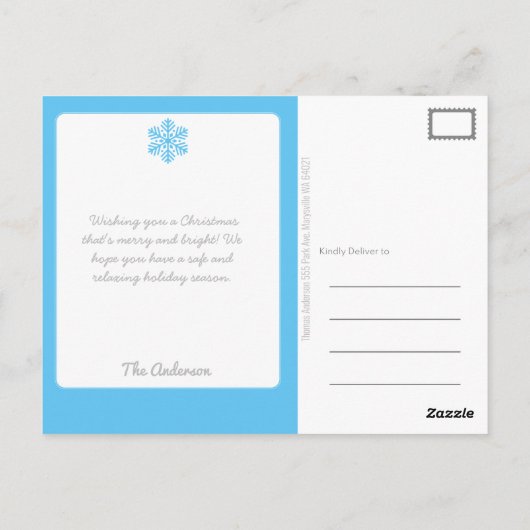 Big Snowflake Kerstmis en nieuwjaarsfeestdag Briefkaart (Achterkant)