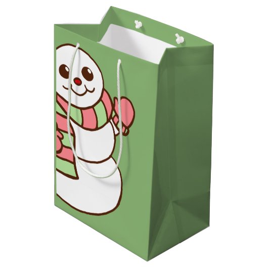 Big Snowman Gift Bag Medium Cadeauzakje (Achterkant Gekanteld)