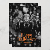 Big Spider Cobweb Happy Halloween Kaart (Voorkant / Achterkant)