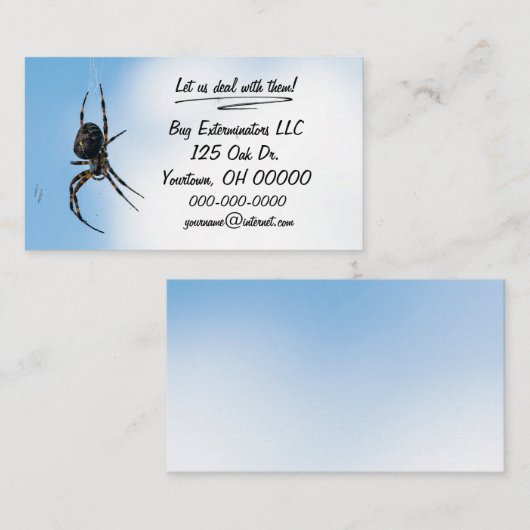 Big Spider voor Bug Exterminator Visitekaartje (Voorkant / Achterkant)
