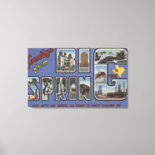 Big Spring, Texas - Grote Letter-scènes Canvas Afdruk