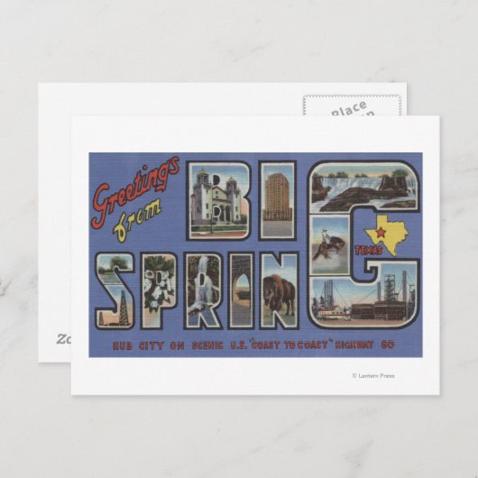 Big Spring, Texas, grote lettertjes Briefkaart (Voorkant / Achterkant)