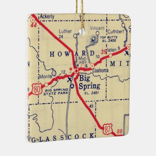 Big Spring TX  Map Keramisch Ornament (Rechts)
