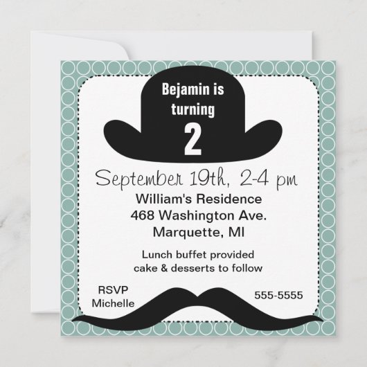 BIG Stache Bash Birthday-uitnodigingen Kaart (Achterkant)