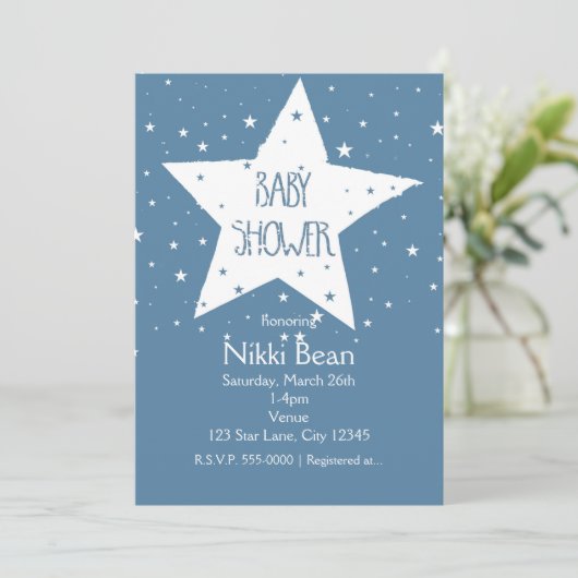 Big Star BABY SHOWER Celestial Sky Invitations Kaart (Staand voorkant)