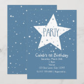 Big Star Verjaardagsfeest Hemelse Hemel Uitnodigin Kaart (Voorkant / Achterkant)