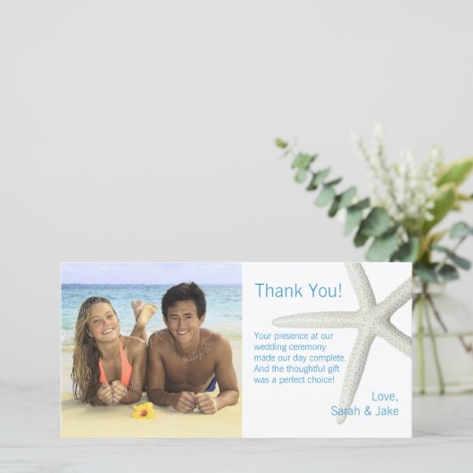 Big Starfish Aangepaste foto bruiloft Hartelijk da Bedankkaart (Staand voorkant)