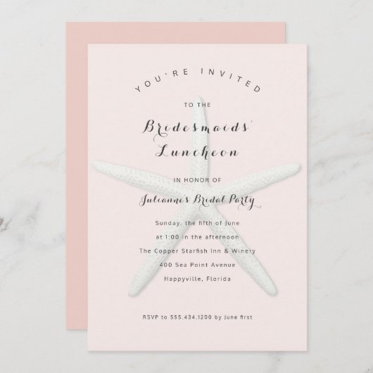 Big Starfish Bridesmaids Luncheon Uitnodiging (Voorkant / Achterkant)