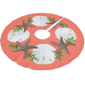 Big Starfish Sand Dollars Holly laat koraalroze Kerstboom Rok (Gekanteld)