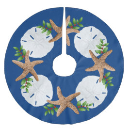 Big Starfish Sand Dollars Holly laat marineblauw Kerstboom Rok