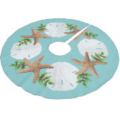 Big Starfish Sand Dollars Holly Leaves Kerstboom Rok (Gekanteld)