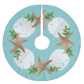Big Starfish Sand Dollars Holly Leaves Kerstboom Rok (Voorkant)