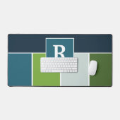 Big Stripes in blauw en groen met Monogram Bureaumat (Keyboard & Muis)