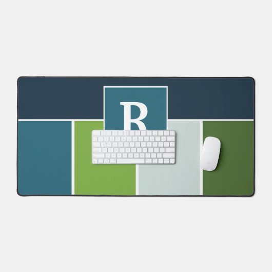 Big Stripes in blauw en groen met Monogram Bureaumat (Keyboard & Muis)