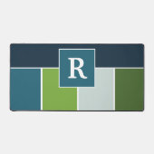 Big Stripes in blauw en groen met Monogram Bureaumat (Voorkant)