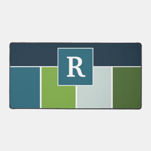 Big Stripes in blauw en groen met Monogram Bureaumat (Voorkant)