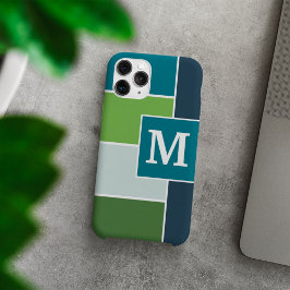 Big Stripes in blauw en groen met Monogram Case-Mate iPhone Case