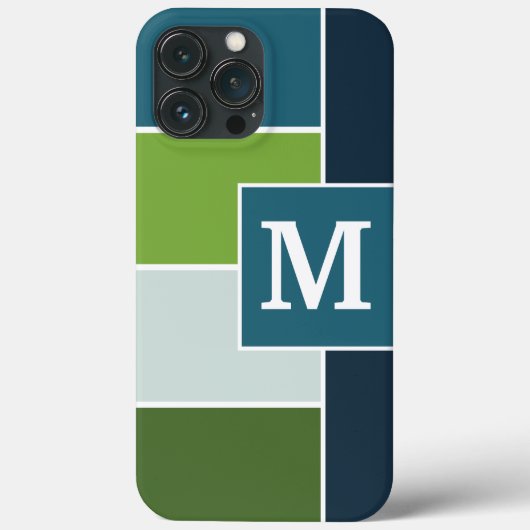 Big Stripes in blauw en groen met Monogram Case-Mate iPhone Case (Achterkant)