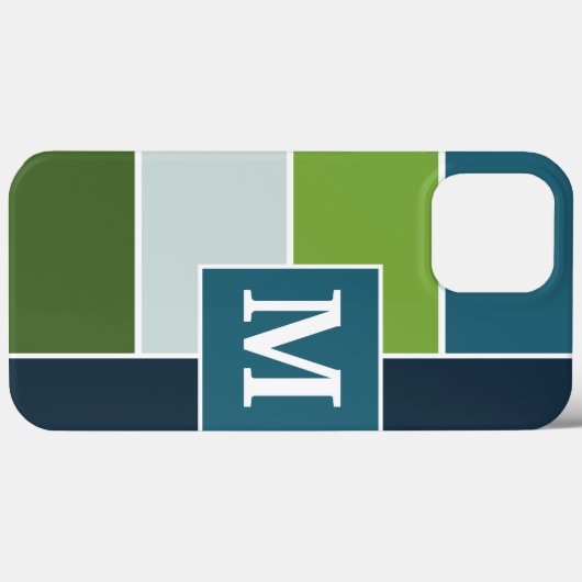 Big Stripes in blauw en groen met Monogram Case-Mate iPhone Case (Achterkant (horizontaal))