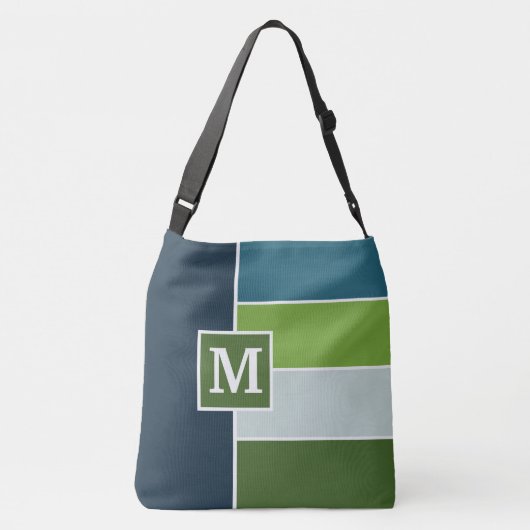 Big Stripes in blauw en groen met Monogram Crossbody Tas (Achterkant)