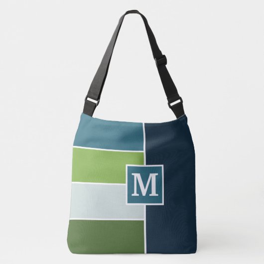 Big Stripes in blauw en groen met Monogram Crossbody Tas (Voorkant)