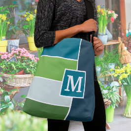 Big Stripes in blauw en groen met Monogram Crossbody Tas