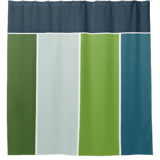 Big Stripes in blauw en groen met Monogram Douchegordijn (Voorkant)