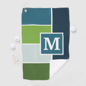Big Stripes in blauw en groen met Monogram Golfhanddoek (Insitu)